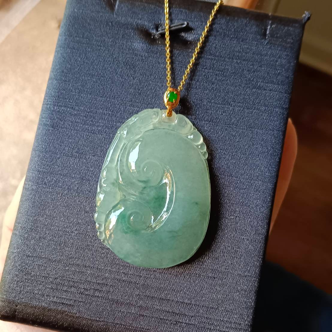 #821 AGL Certified Semi-Transparent Natural Burma Jadeite RuYi Pendant