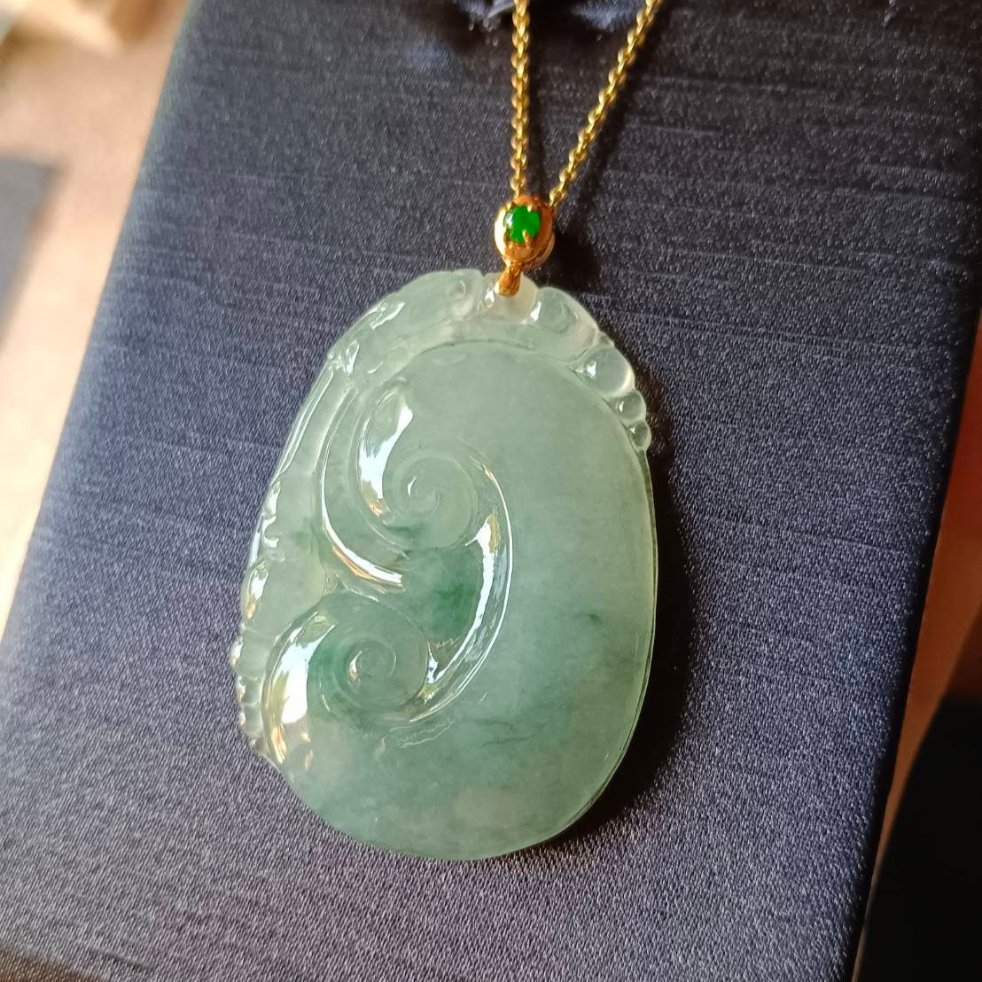 #821 AGL Certified Semi-Transparent Natural Burma Jadeite RuYi Pendant