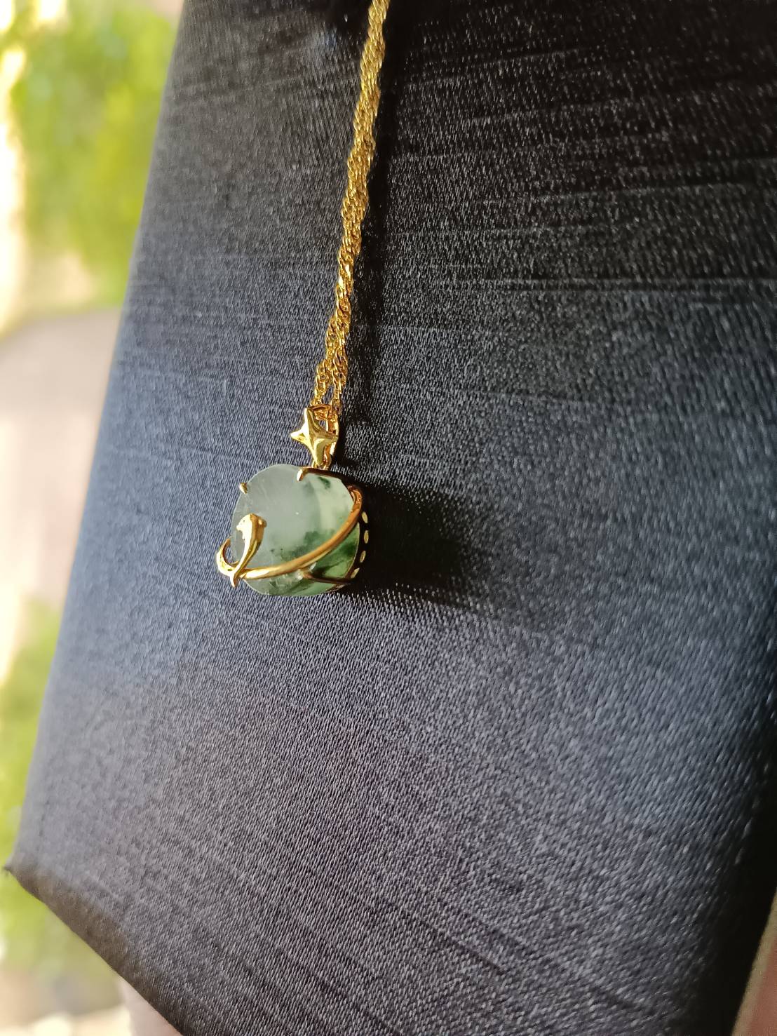#823 AGL Certified Semi-Transparent Burma Jadeite, Dolphin Peace Pendant (Wu Shi Pai)