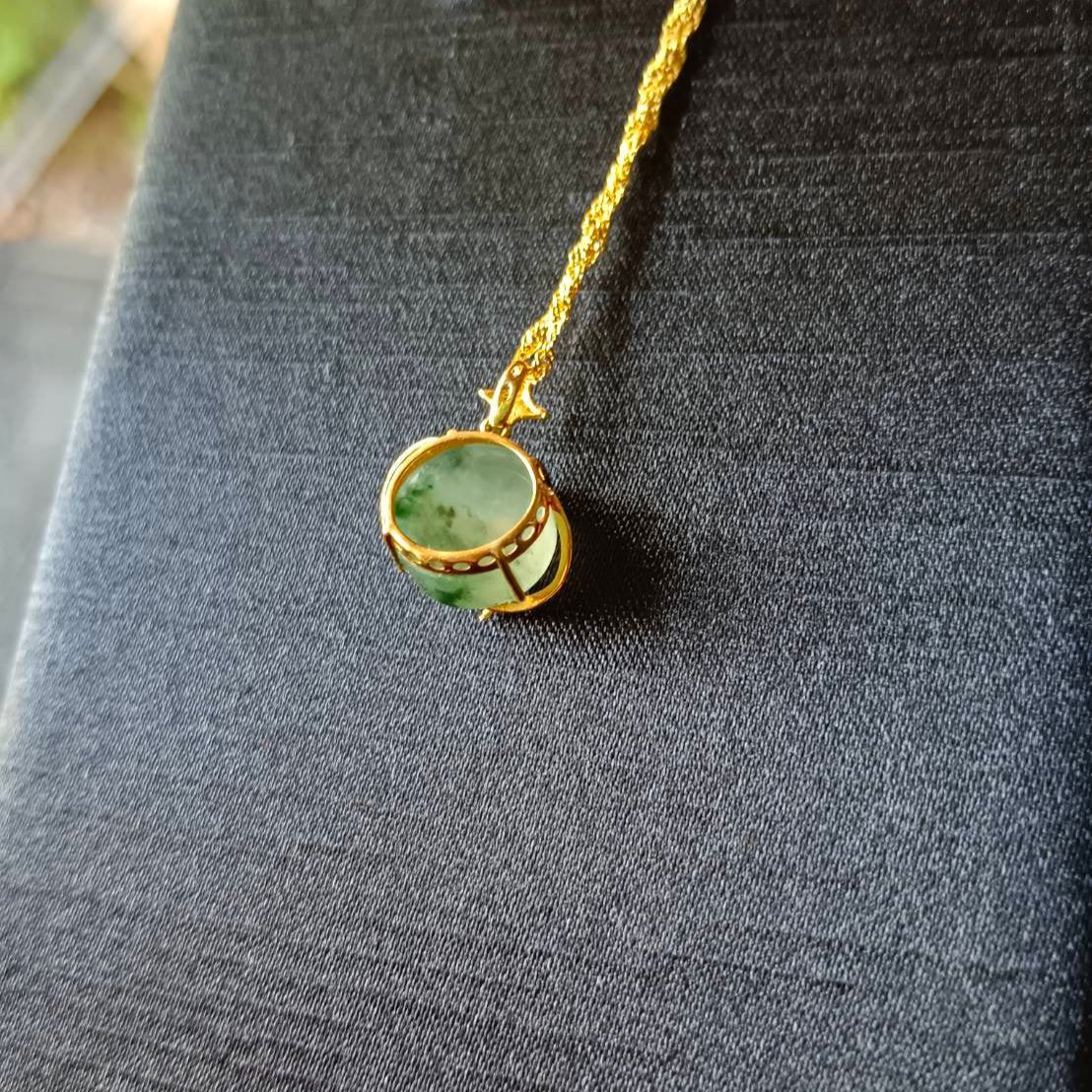 #823 AGL Certified Semi-Transparent Burma Jadeite, Dolphin Peace Pendant (Wu Shi Pai)