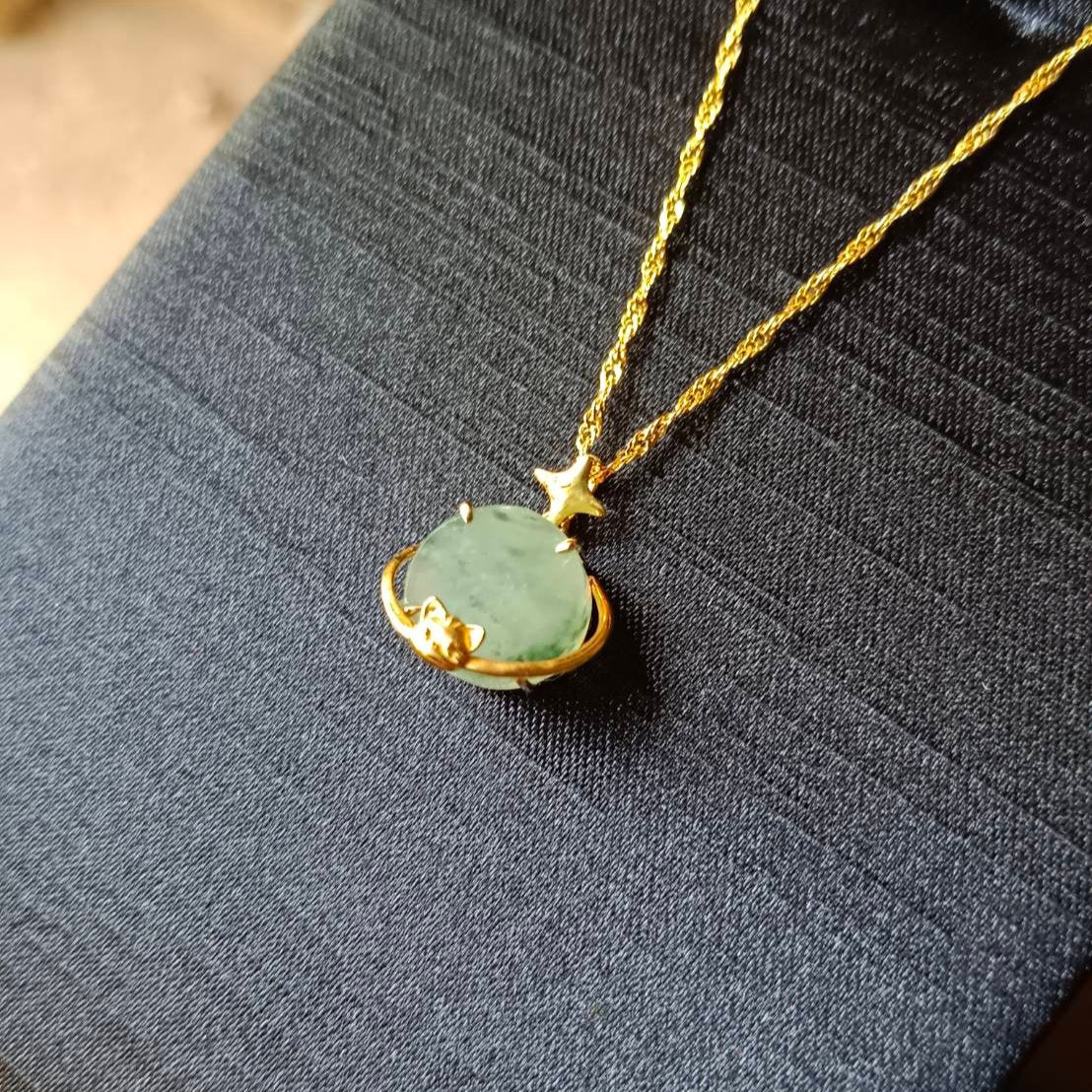 #824 AGL Certified Semi-Transparent Burma Jadeite Cat Peace Pendant (Wu Shi Pai)