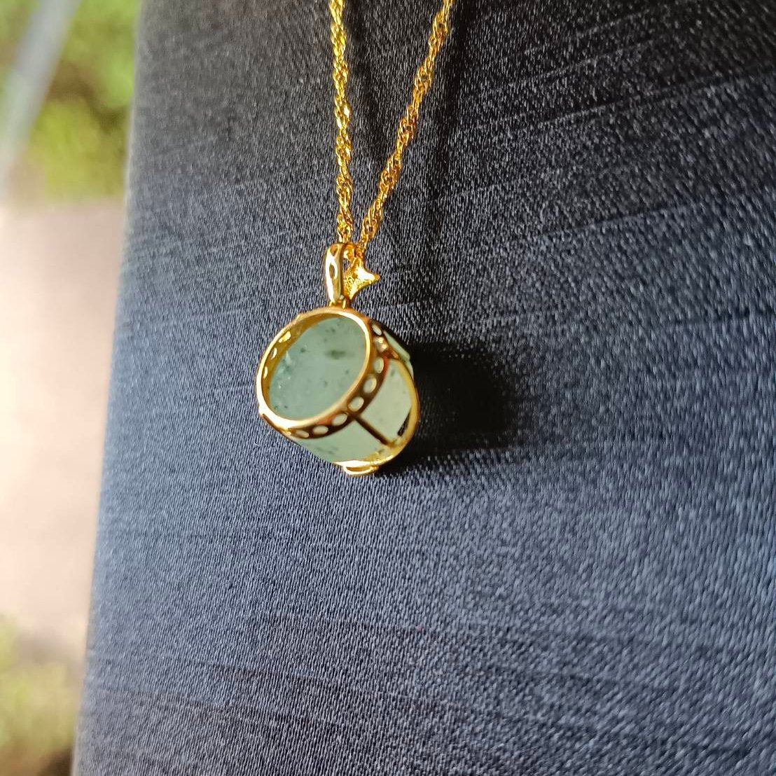 #824 AGL Certified Semi-Transparent Burma Jadeite Cat Peace Pendant (Wu Shi Pai)