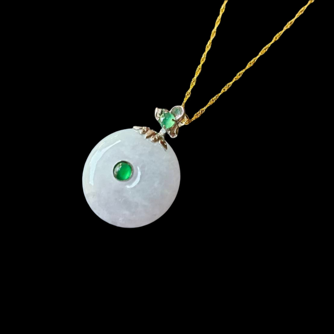 #809 AGL Certified Icy Translucent Lavender Burma Jadeite Lotus Thick Donut Pendant