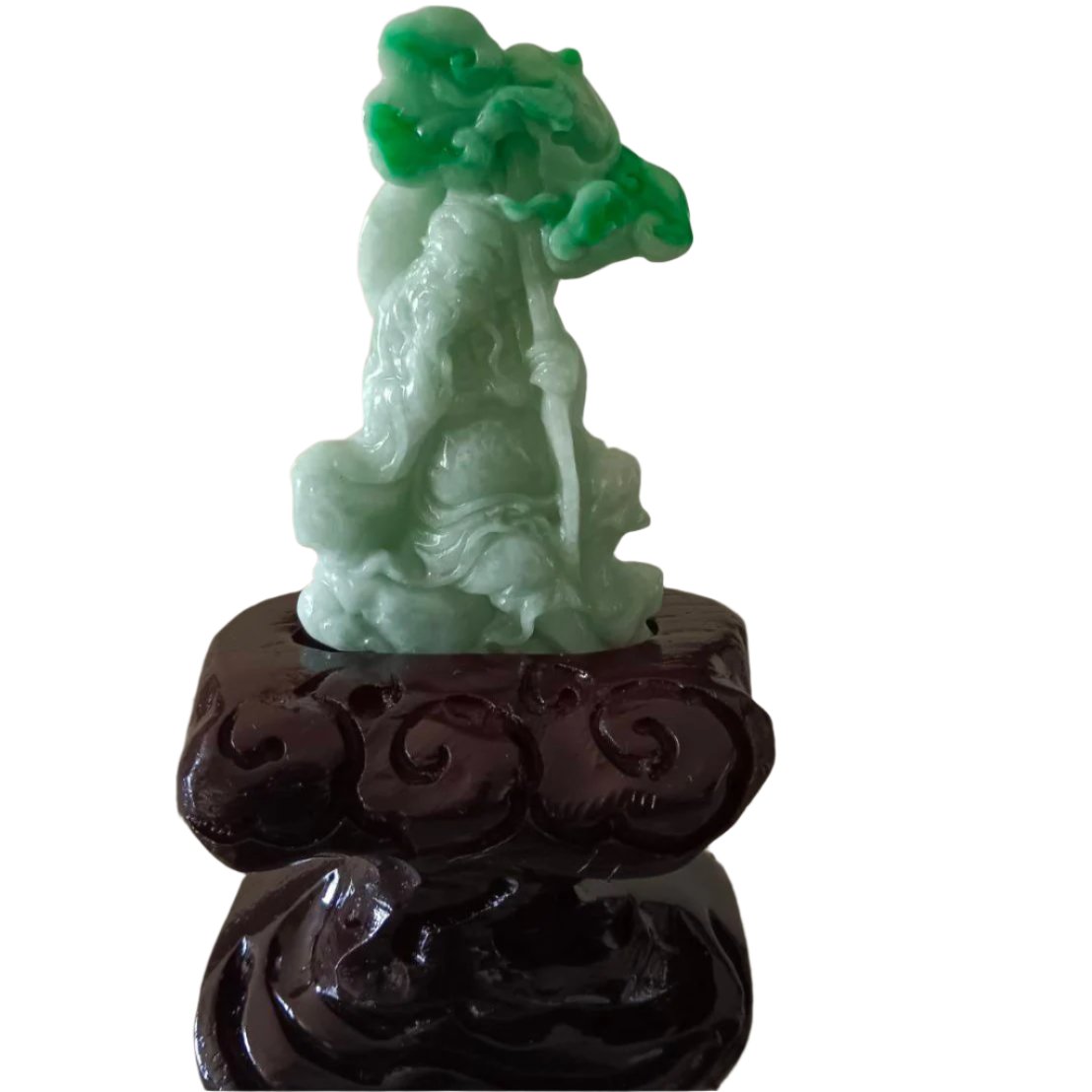 #651 AGL Certified Natural Green and White Burma Jadeite Elderly Statuary