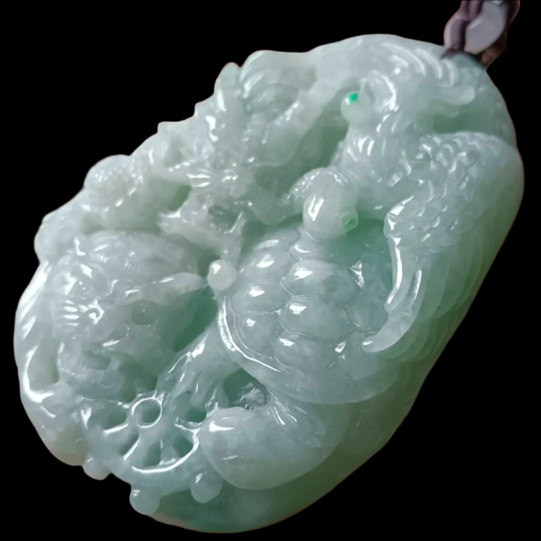 #133 GIA Certified Apple Green Burma Jadeite Jade Four Guardians Pendant
