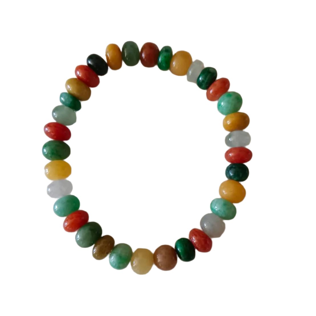 #5 Mason-Kay Certified Icy Translucent Natural Burma Jadeite Jade Multi-Color Bead Bracelet, 7+ mm beads