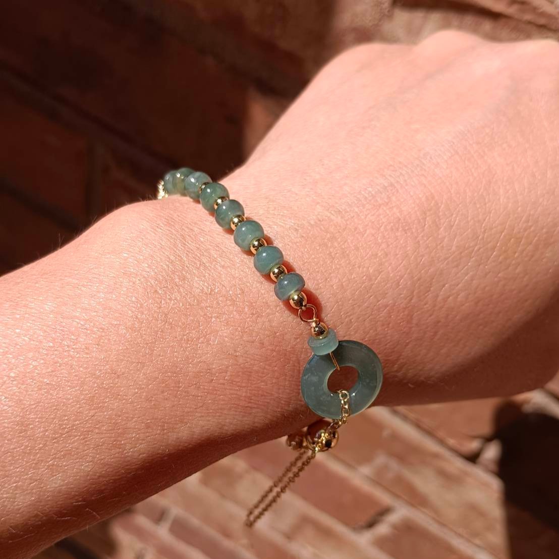 #99 Mason-Kay Certified Translucent Blue Water Guatemala Jadeite Jade Designer's Bead Bracelet