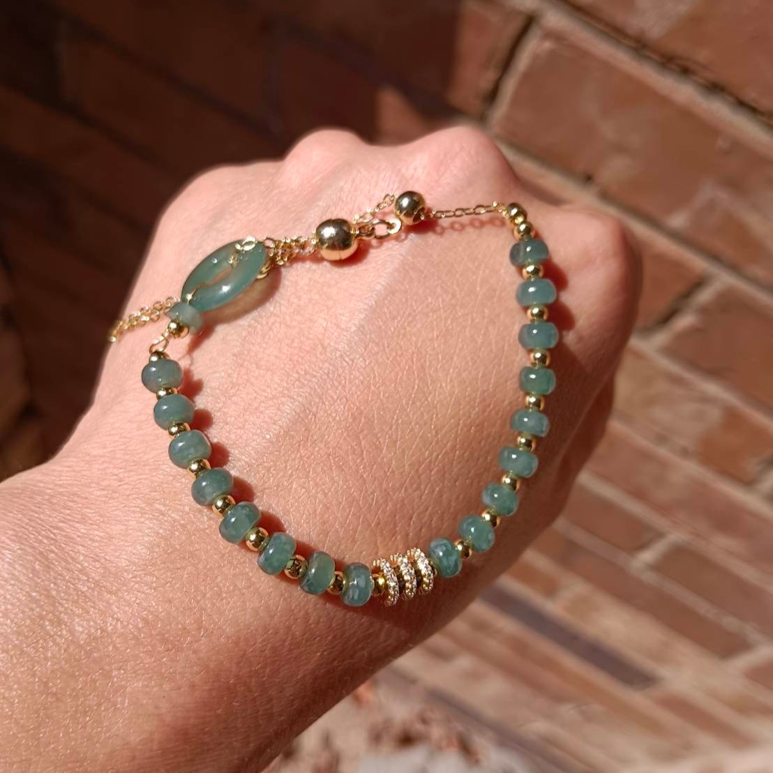 #99 Mason-Kay Certified Translucent Blue Water Guatemala Jadeite Jade Designer's Bead Bracelet