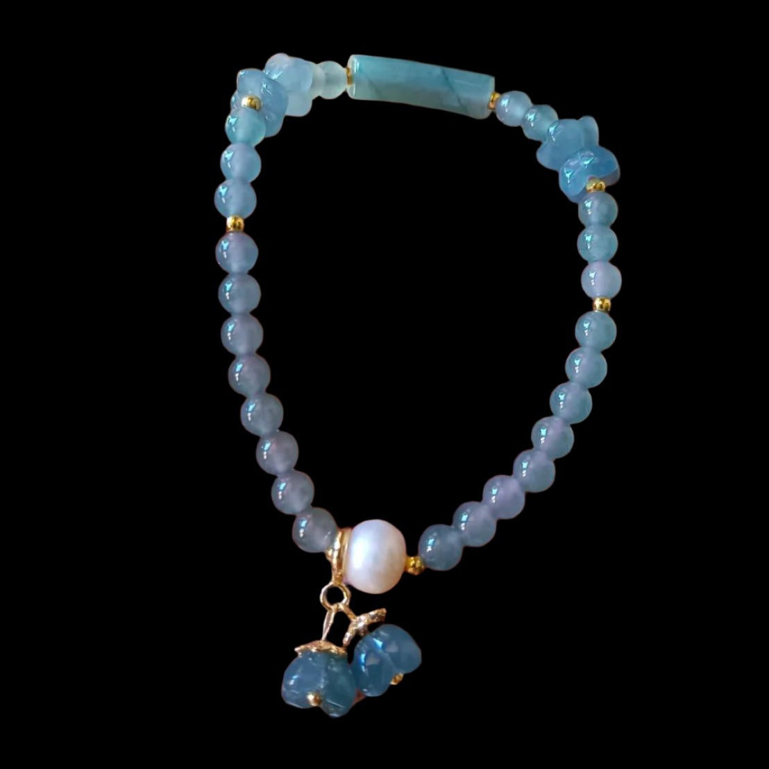 #747 Translucent Natural Lavender Blue Jadeite Designer's Bead Bracelet