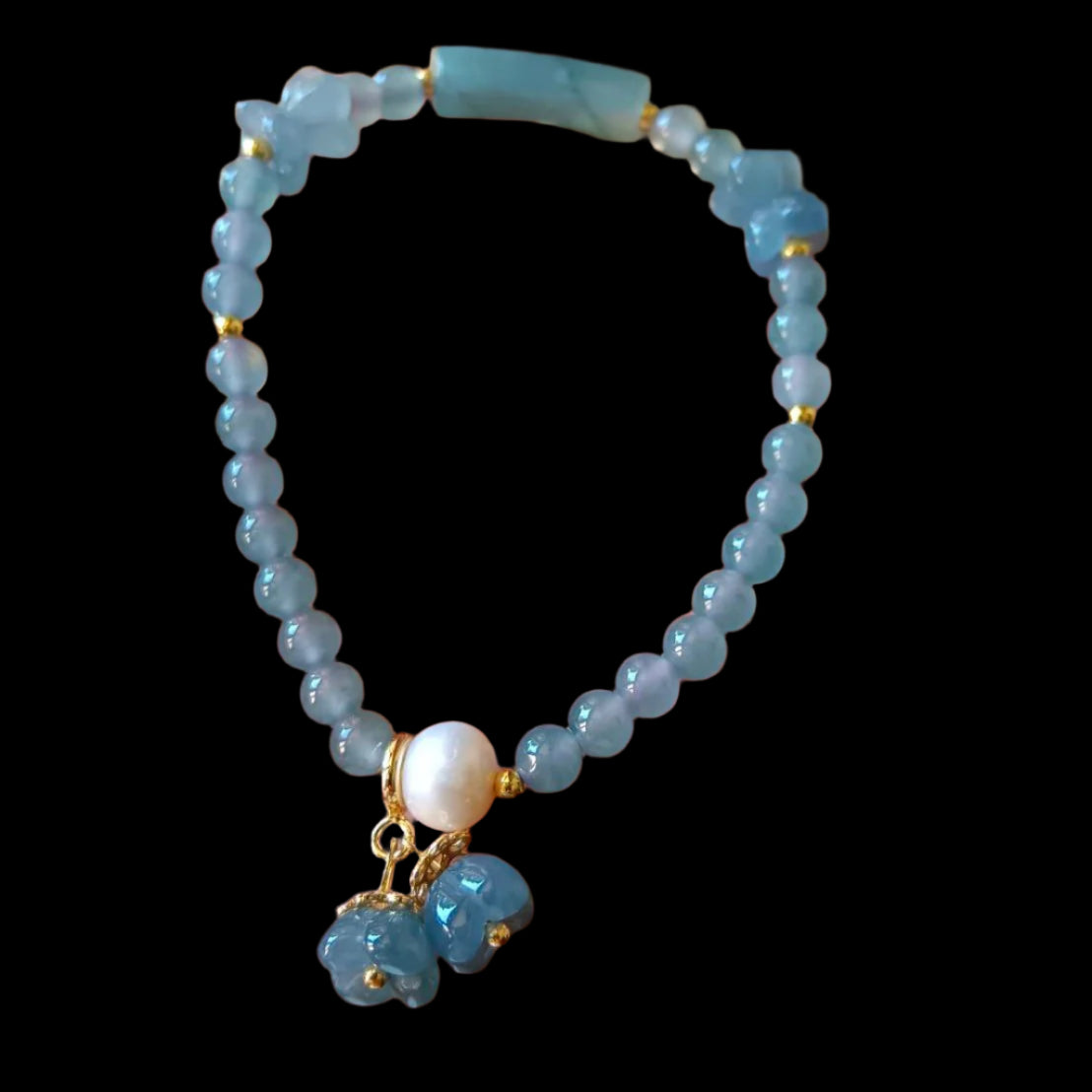 #747 Translucent Natural Lavender Blue Jadeite Designer's Bead Bracelet