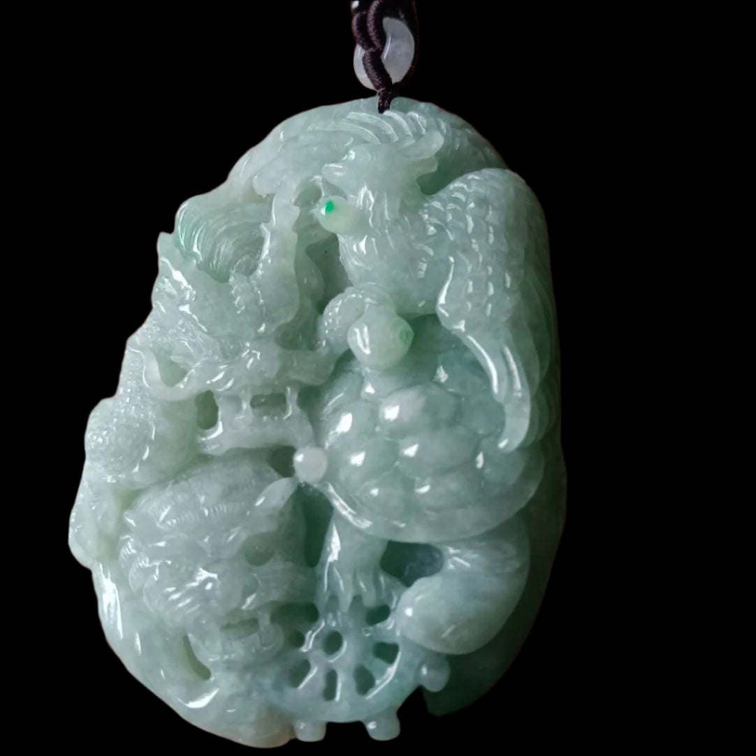 #133 GIA Certified Apple Green Burma Jadeite Jade Four Guardians Pendant