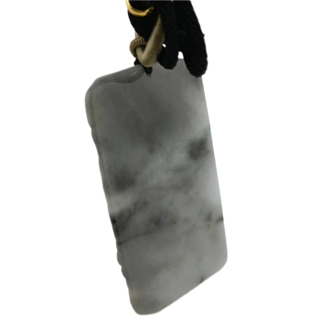 #753 Black and White Natural Translucent Burma Jadeite, Black and White Impermanence Pendant