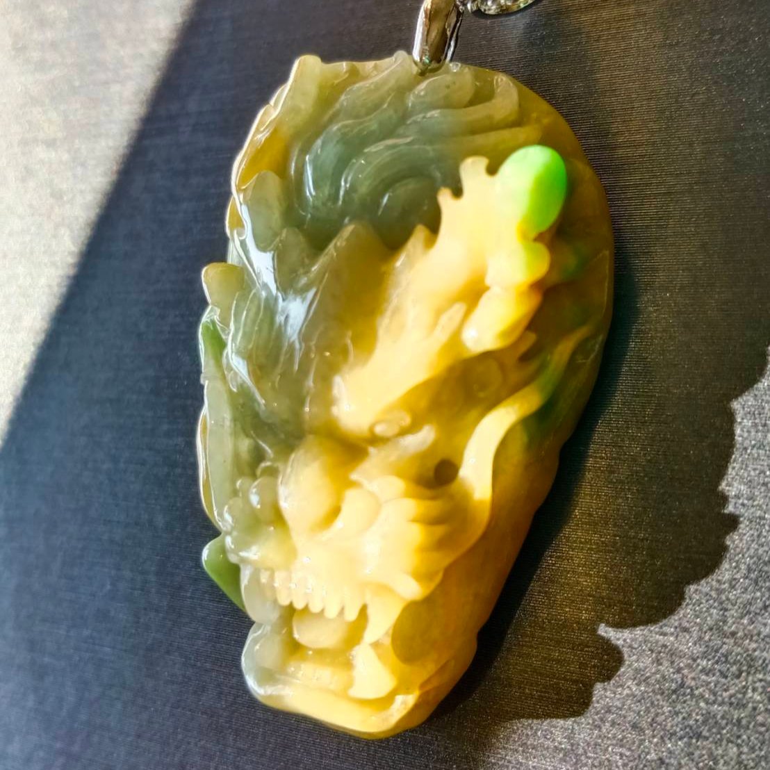 #931 Type A Burma Jadeite, Dragon Head Pendant