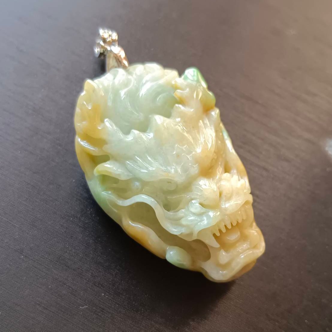 #931 Type A Burma Jadeite, Dragon Head Pendant