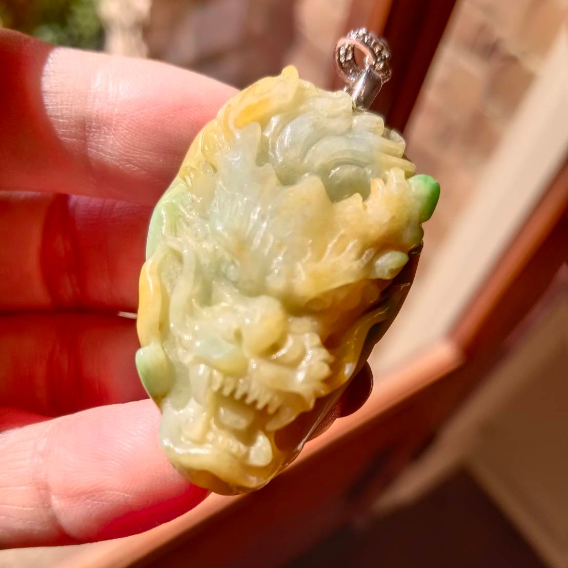 #931 Type A Burma Jadeite, Dragon Head Pendant