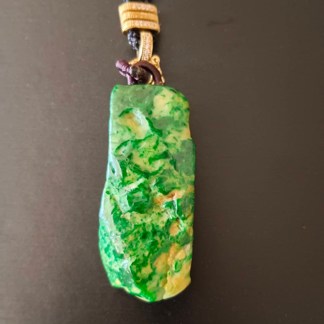 #795 AGL Certified Green and Yellow Natural Burma Jadeite, Enlightening Pendant