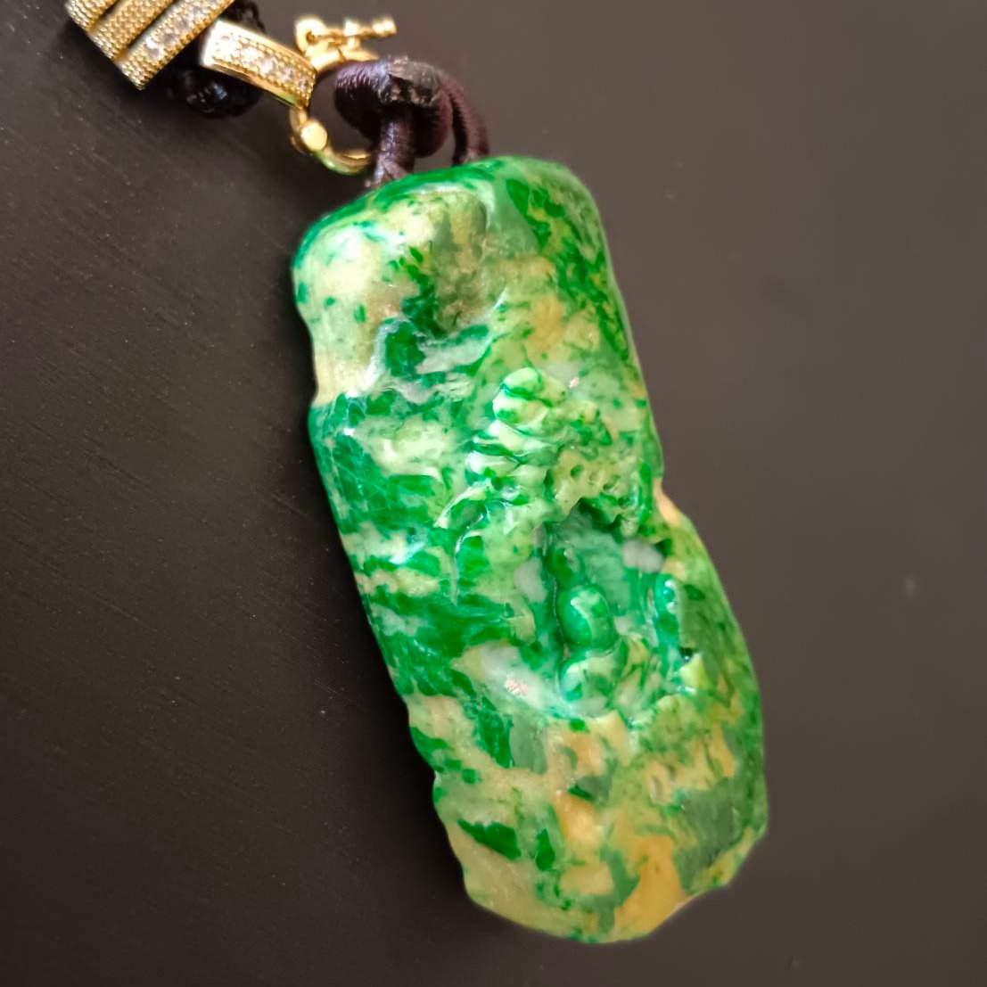 #795 AGL Certified Green and Yellow Natural Burma Jadeite, Enlightening Pendant