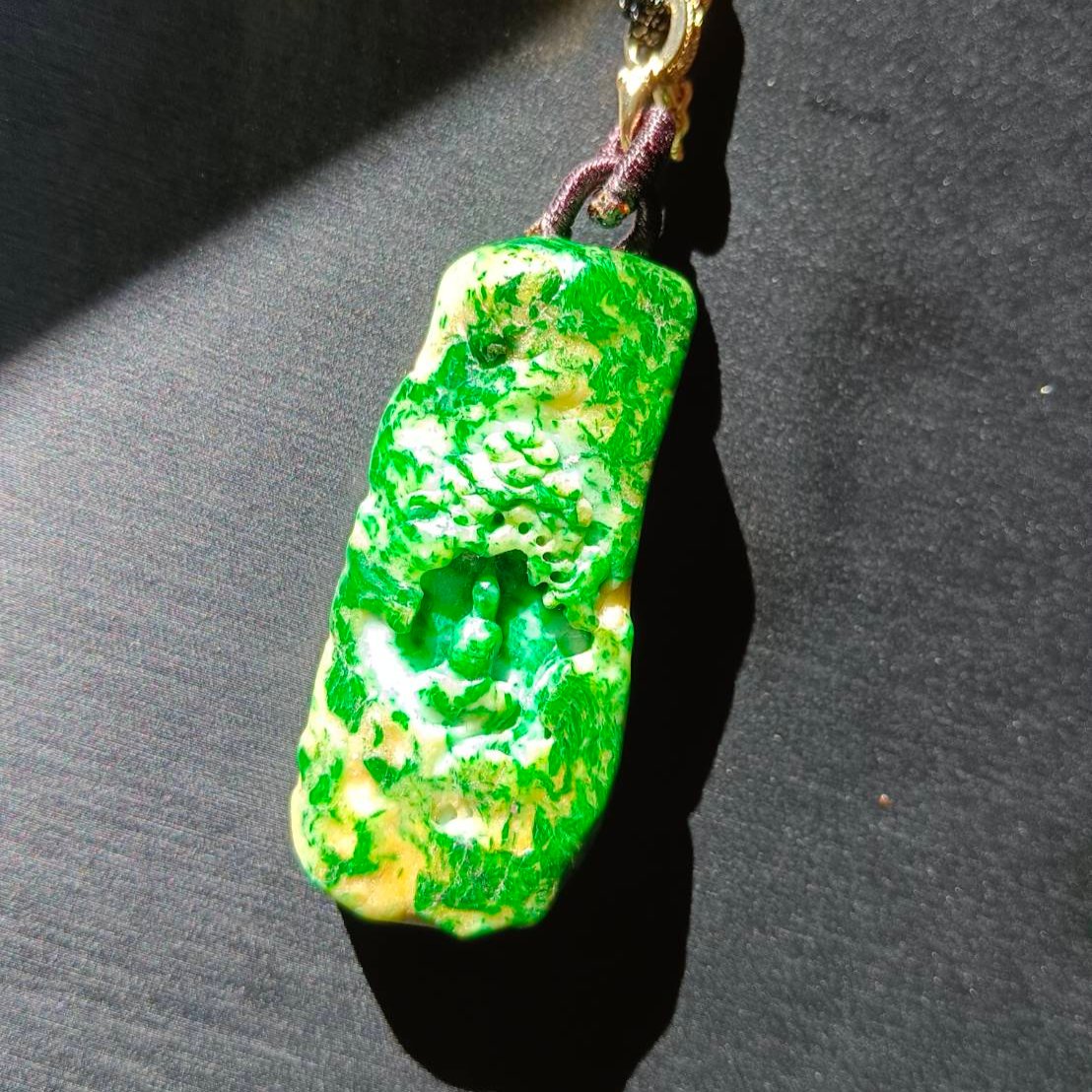 #795 AGL Certified Green and Yellow Natural Burma Jadeite, Enlightening Pendant