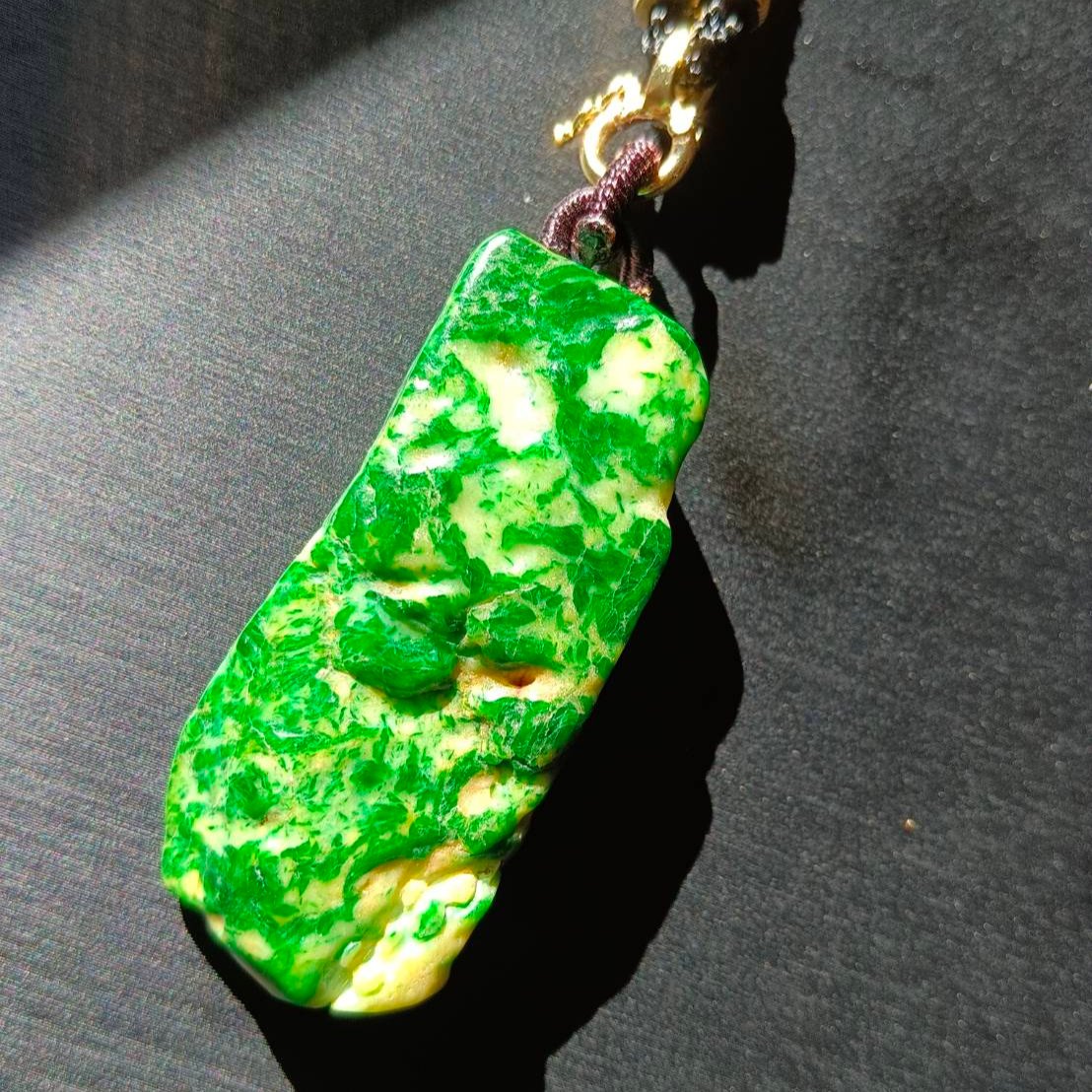 #795 AGL Certified Green and Yellow Natural Burma Jadeite, Enlightening Pendant