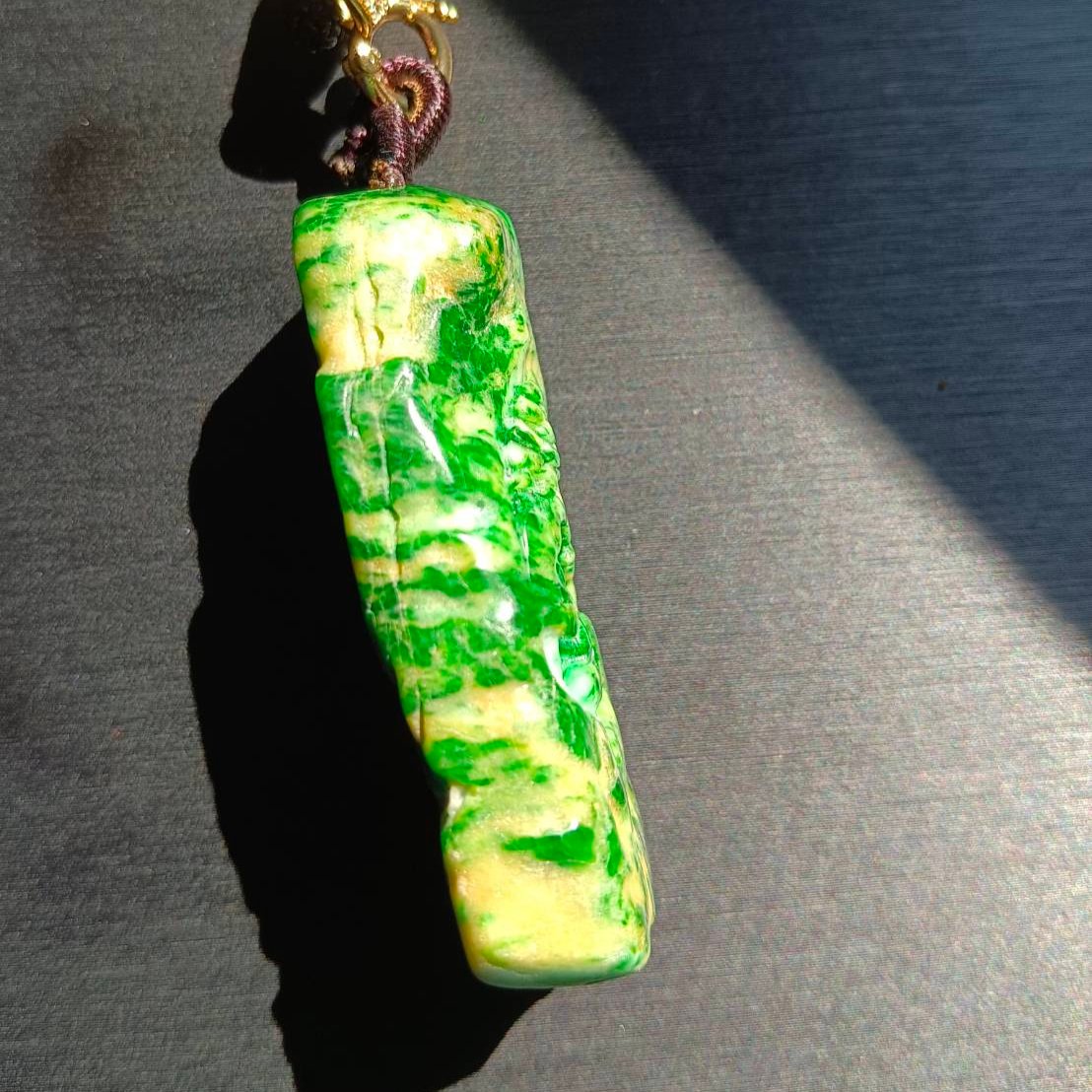 #795 AGL Certified Green and Yellow Natural Burma Jadeite, Enlightening Pendant