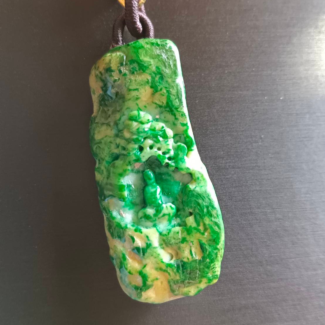 #795 AGL Certified Green and Yellow Natural Burma Jadeite, Enlightening Pendant