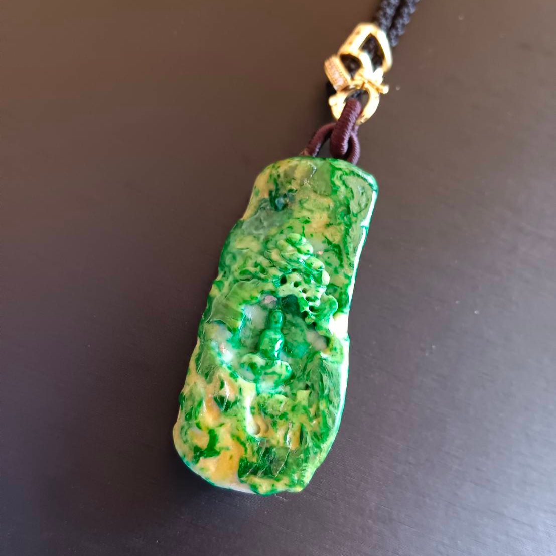 #795 AGL Certified Green and Yellow Natural Burma Jadeite, Enlightening Pendant
