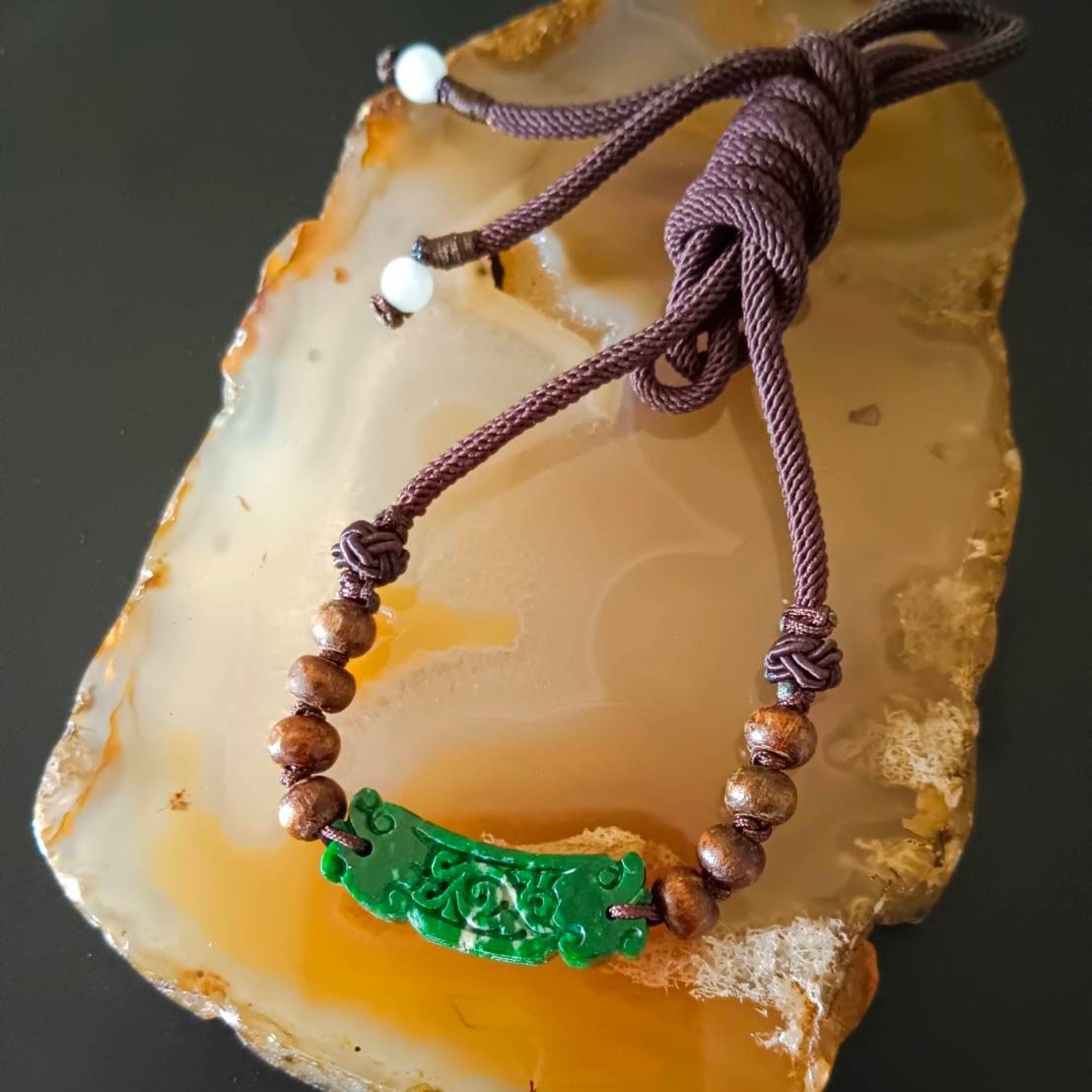 #801 AGL Certified Natural Burma Jadeite, Classic Carved Pendant Necklace