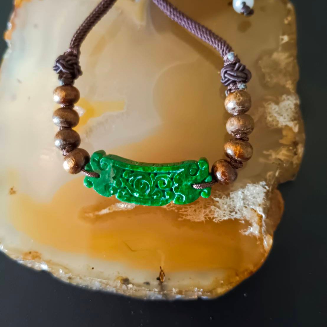 #801 AGL Certified Natural Burma Jadeite, Classic Carved Pendant Necklace