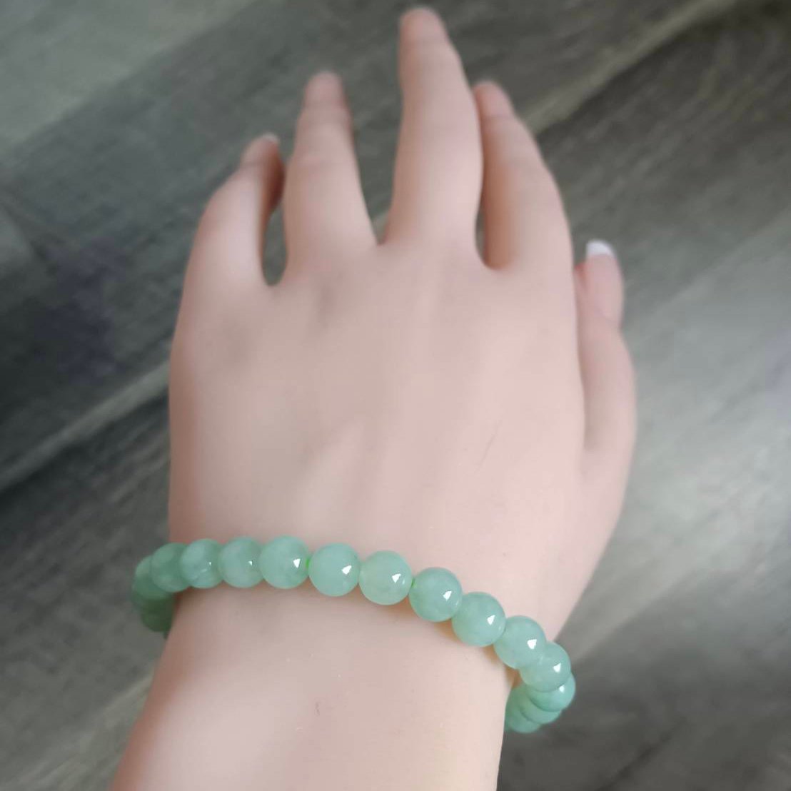 #799 AGL Certified Natural Light Green Round Beads Bracelet