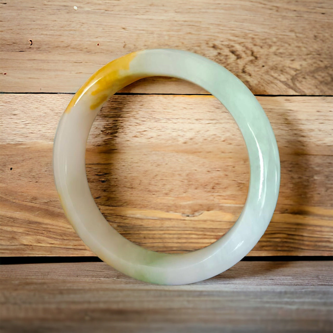 #750 WCMGTL Certified Natural Multi-Color Burma Jadeite Half-Round Bangle Bracelet (63x13.7x8.8 mm)