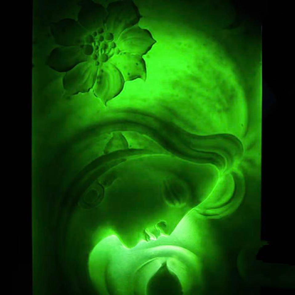 #PO1 Natural Omphacite Jadeite with Snow Flakes, Beauty Blossom Pendant