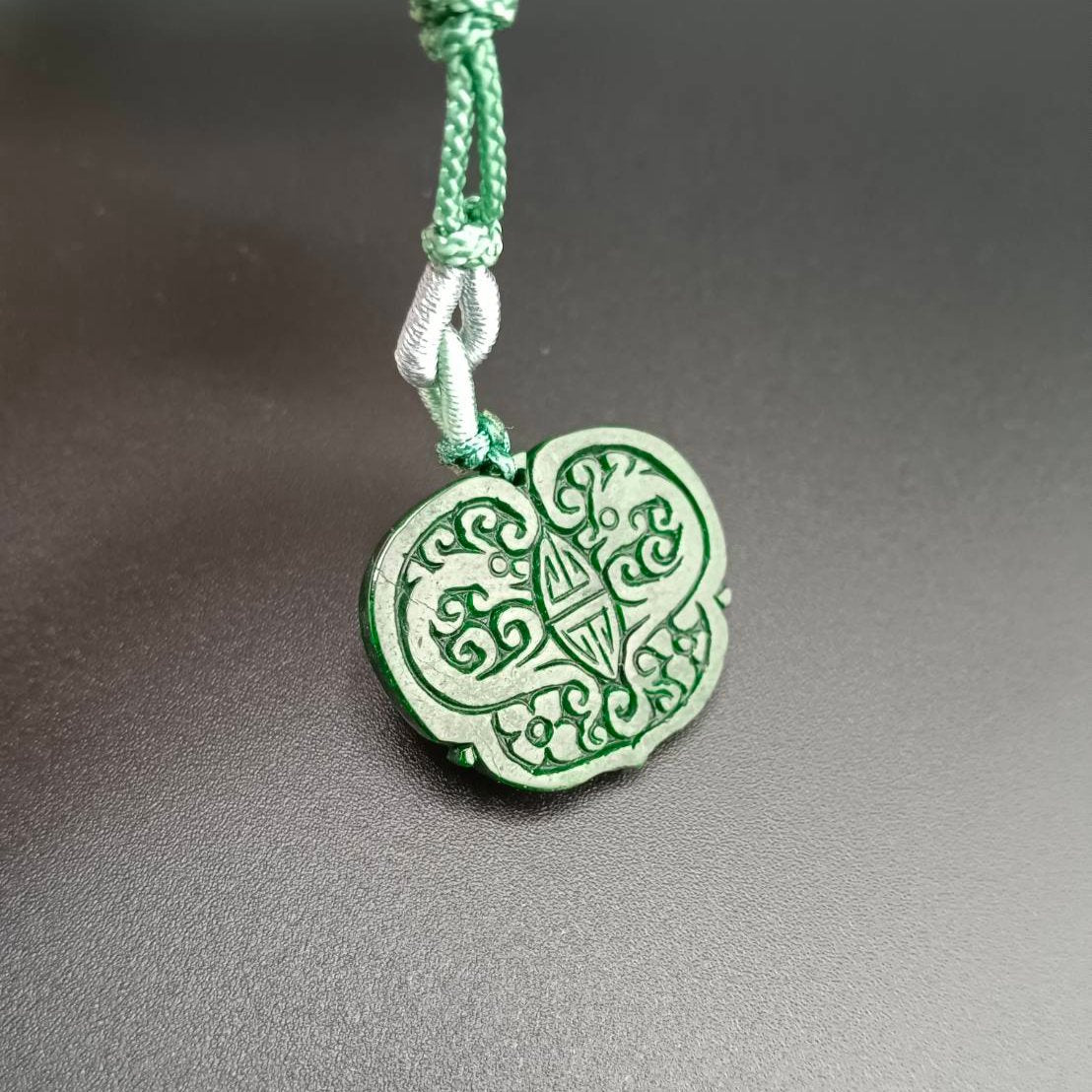#800 AGL Certified Natural Dark Green Burma Jadeite, Classic Butterfly Pendant