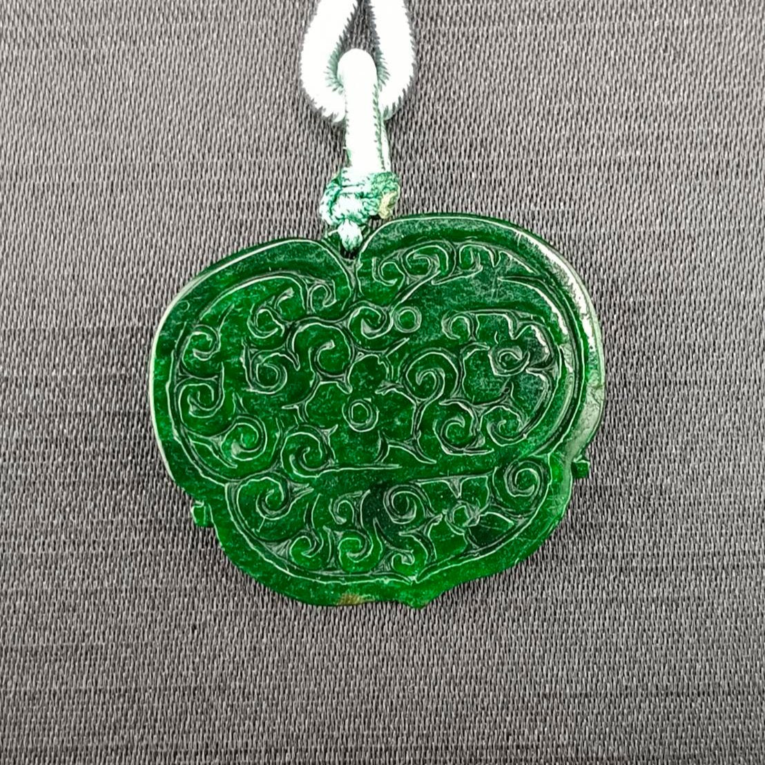 #800 AGL Certified Natural Dark Green Burma Jadeite, Classic Butterfly Pendant