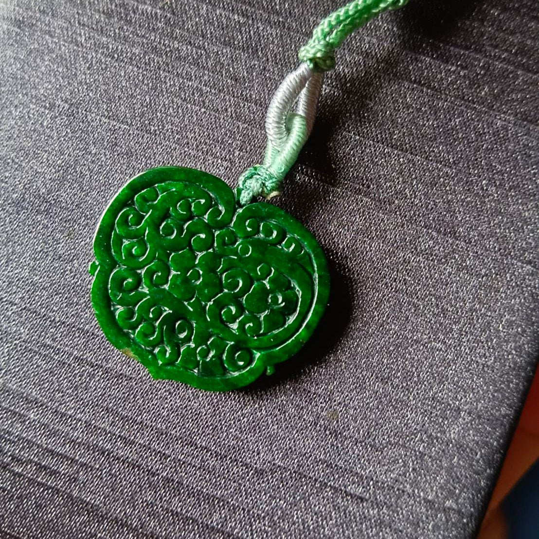 #800 AGL Certified Natural Dark Green Burma Jadeite, Classic Butterfly Pendant