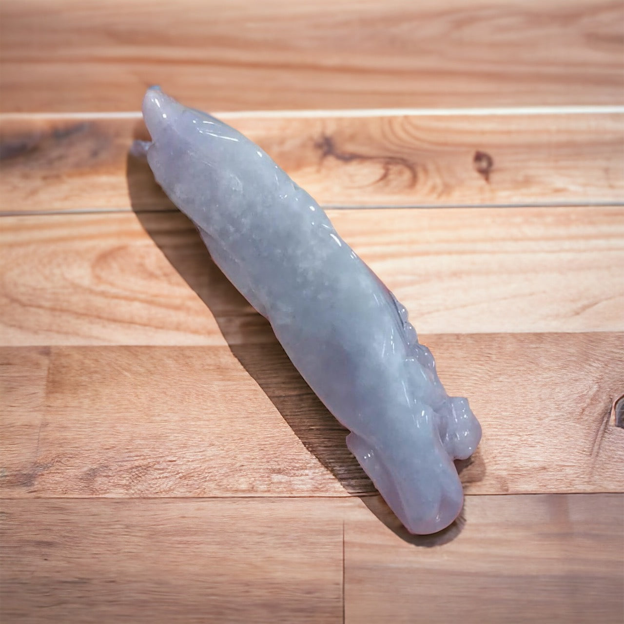 #363 GIA Certified Icy Translucent Lavender Burma Jadeite Jade Happy Buddha Figurine