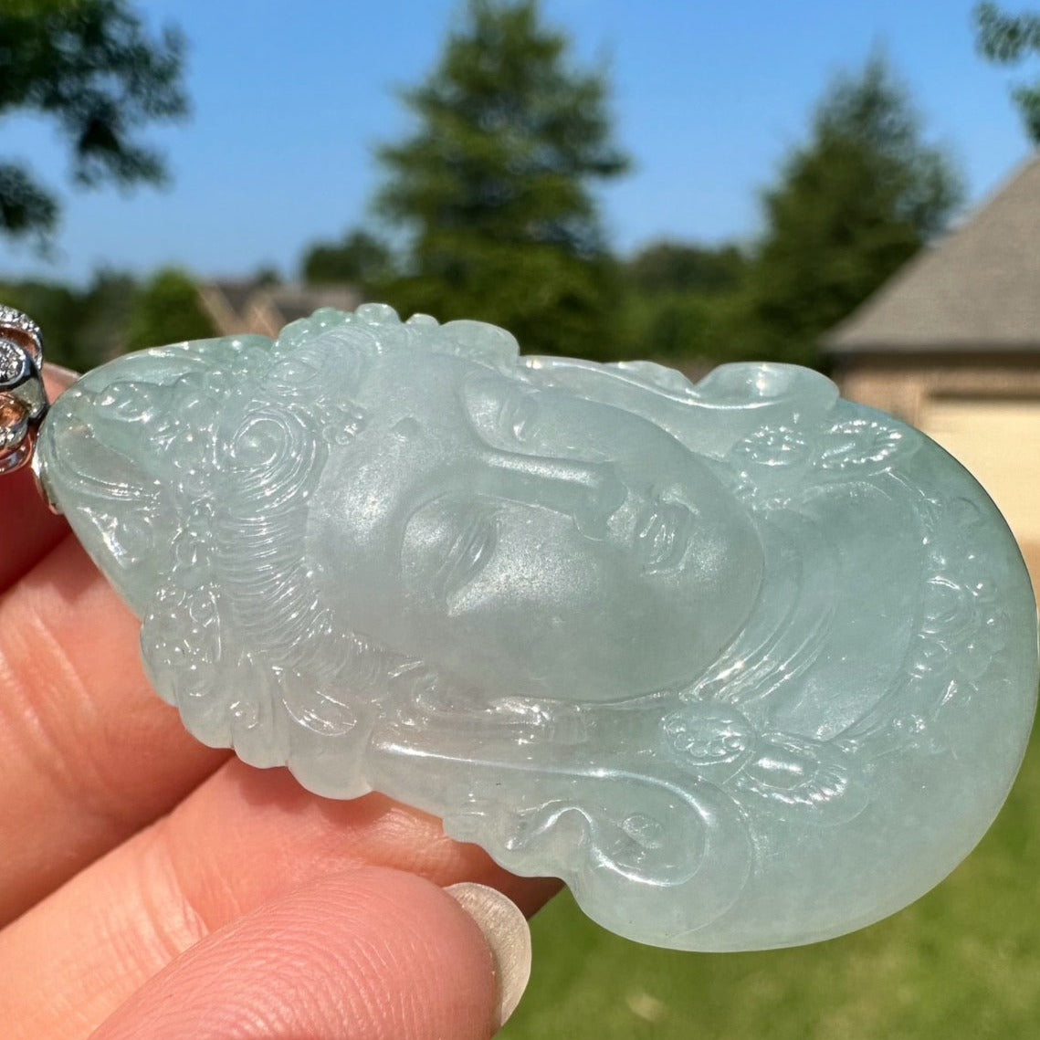 #122 Rare GIA-Certified Natural Burma Jadeite Jade Guanyin Pendant