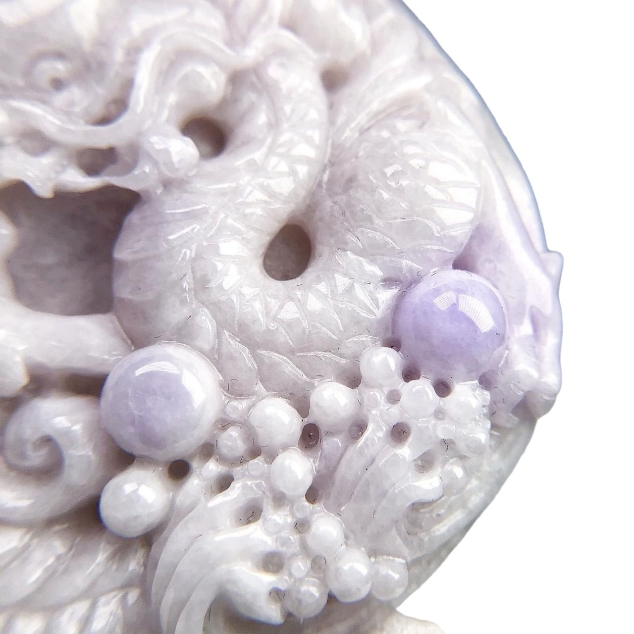 #615 Natural Lavender Burma Jadeite Dragon Pendant