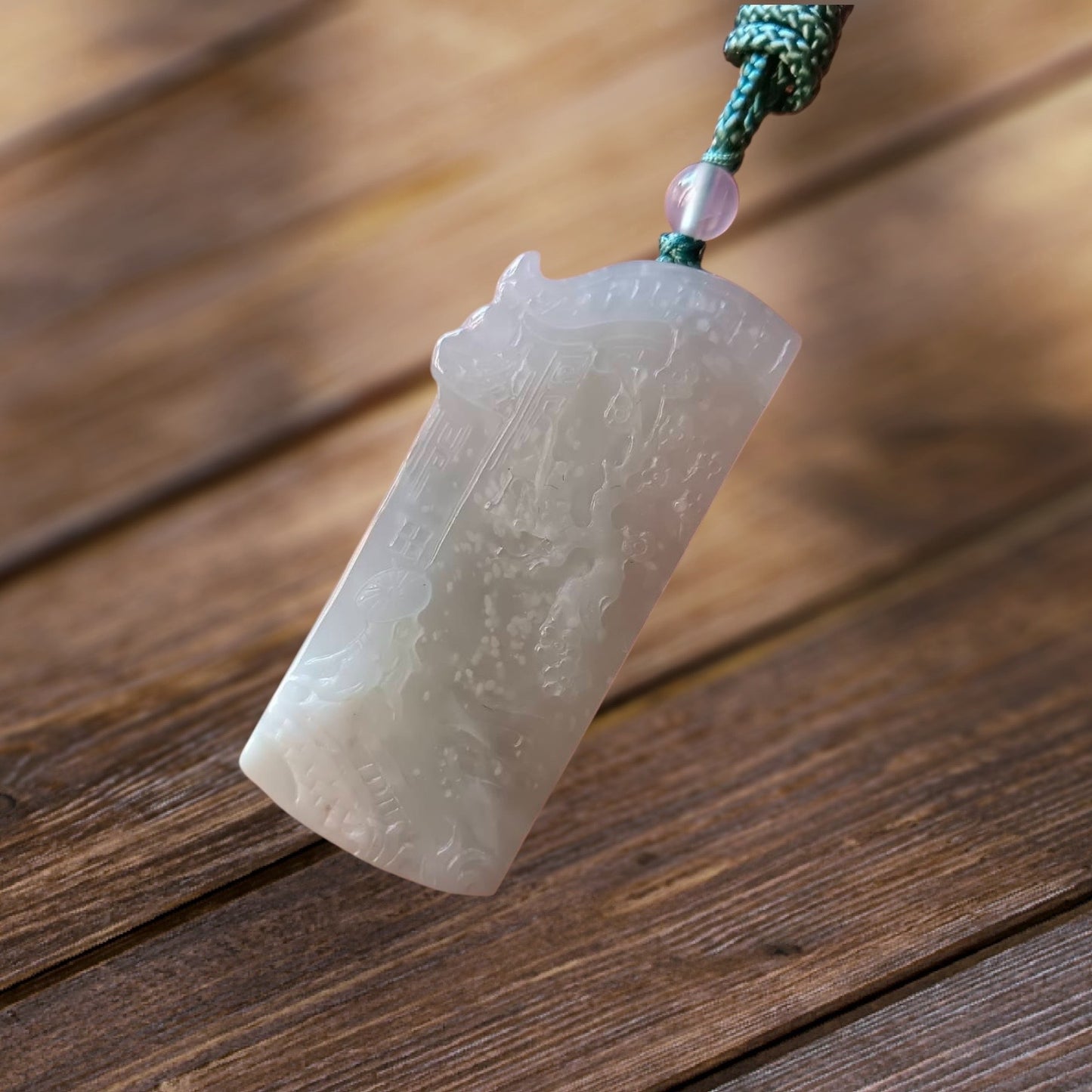 #819 AGL Certified Natural Snowflake Cotton Moxisa White Burma Jadeite Pendant