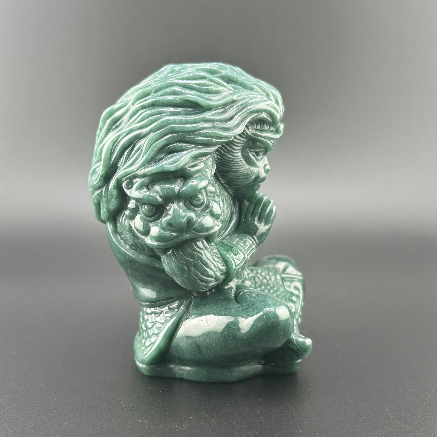 #838 Guatemala Jadeite Black Myth Wukong (Monkey King) Figurine/Sculpture