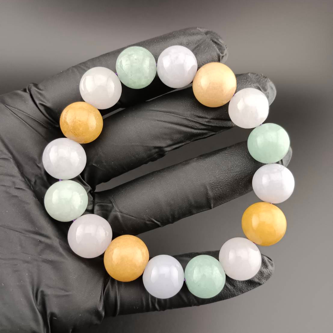 #706 Multi-Color Translucent Burmese Jadeite Beaded Bracelet