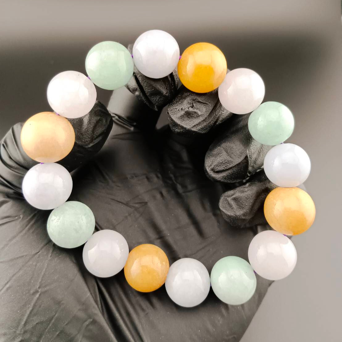 #706 Multi-Color Translucent Burmese Jadeite Beaded Bracelet