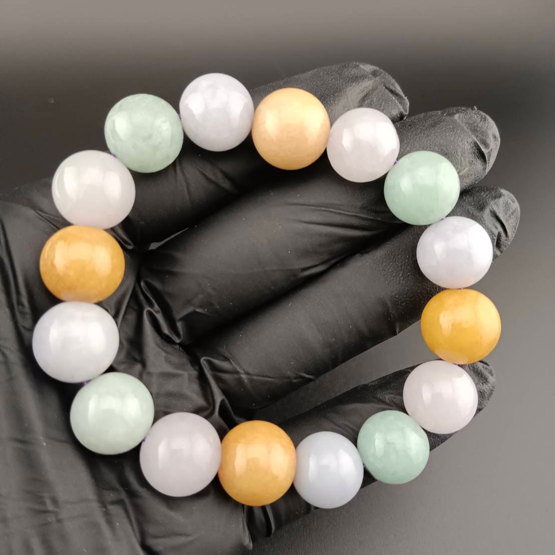#706 Multi-Color Translucent Burmese Jadeite Beaded Bracelet