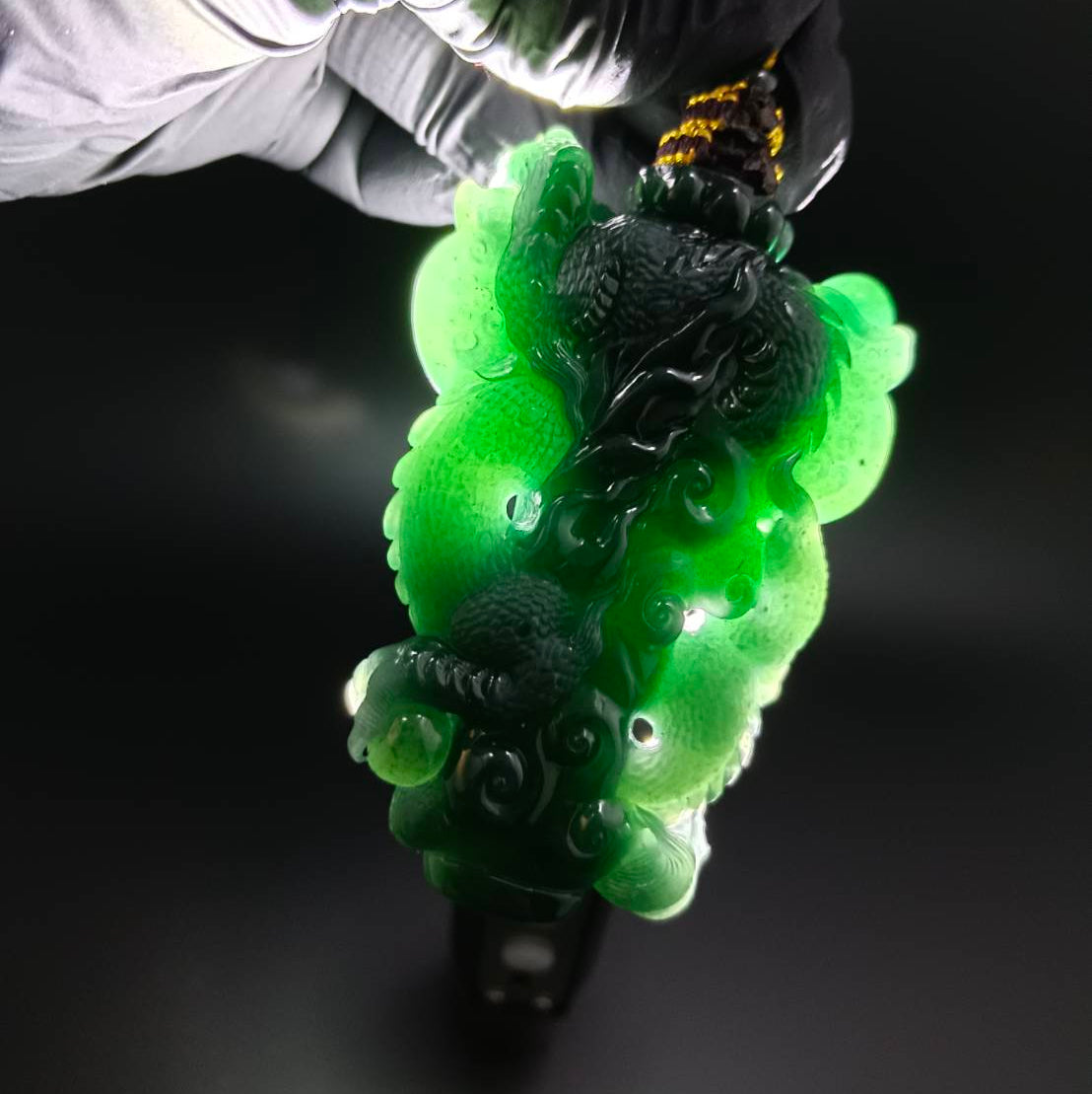 #1028 GIA Certified Type A Jadeite, Dragon Pillar Pendant