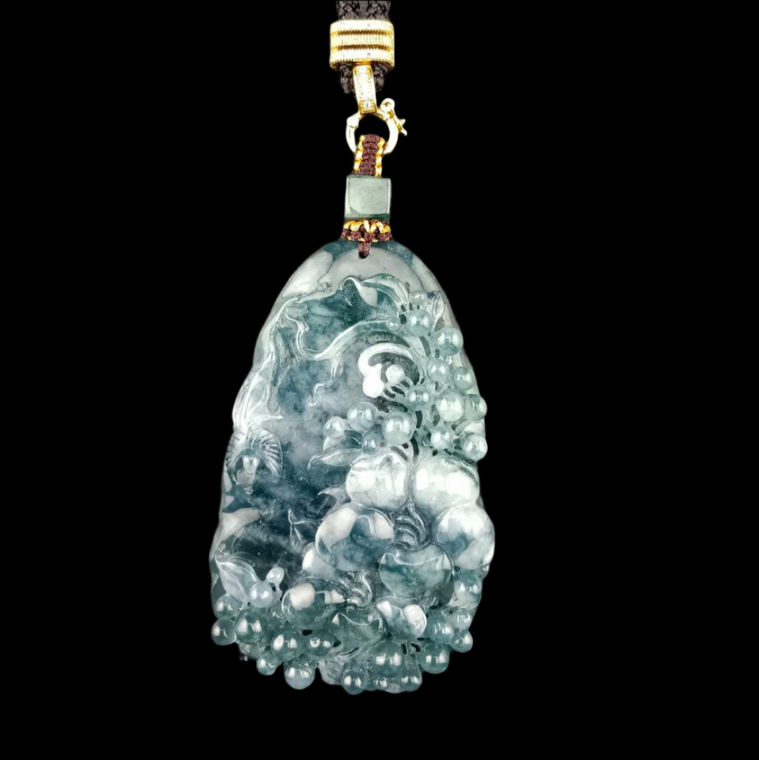#1030 GIA Certified Type A Jadeite Flowers Pendant