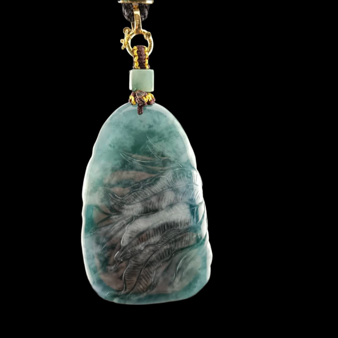 #1030 GIA Certified Type A Jadeite Flowers Pendant