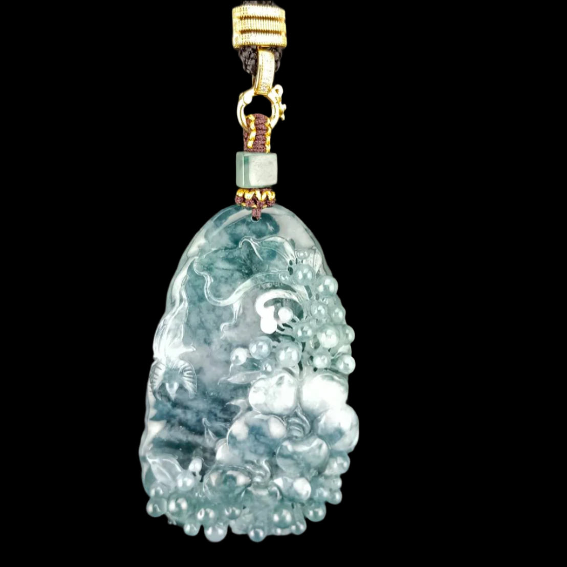 #1030 GIA Certified Type A Jadeite Flowers Pendant