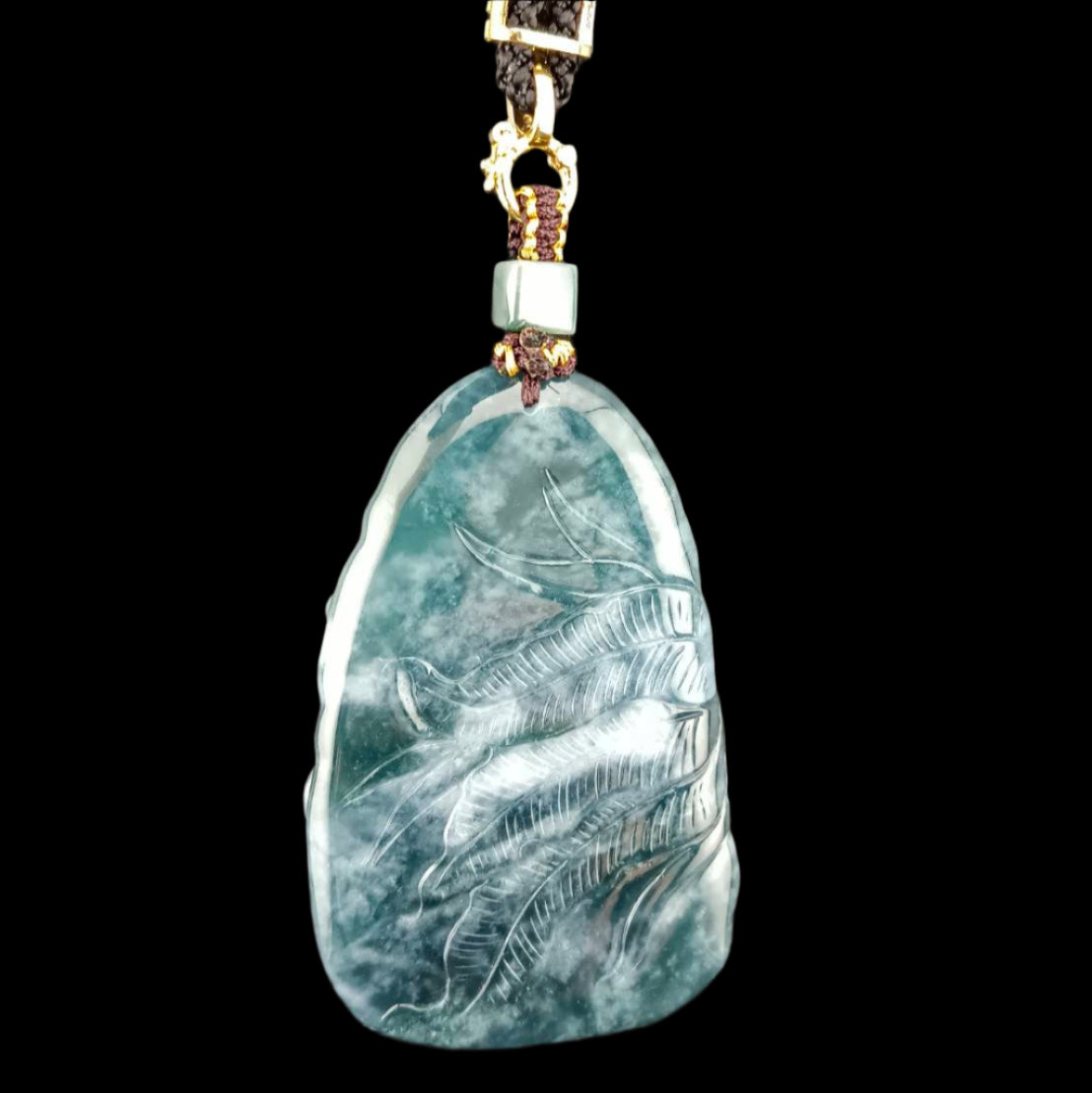 #1030 GIA Certified Type A Jadeite Flowers Pendant