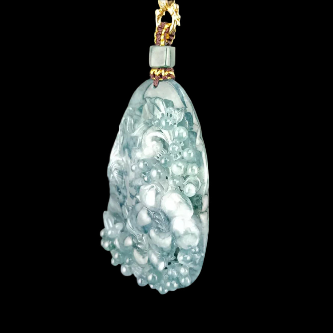 #1030 GIA Certified Type A Jadeite Flowers Pendant