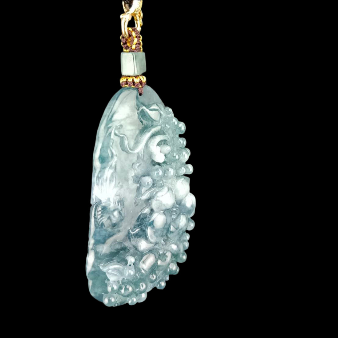 #1030 GIA Certified Type A Jadeite Flowers Pendant