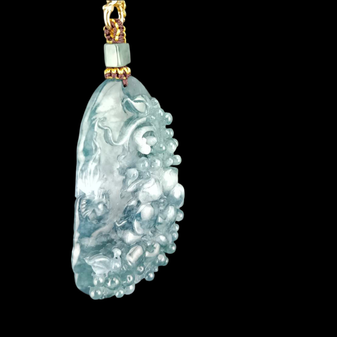 #1030 GIA Certified Type A Jadeite Flowers Pendant
